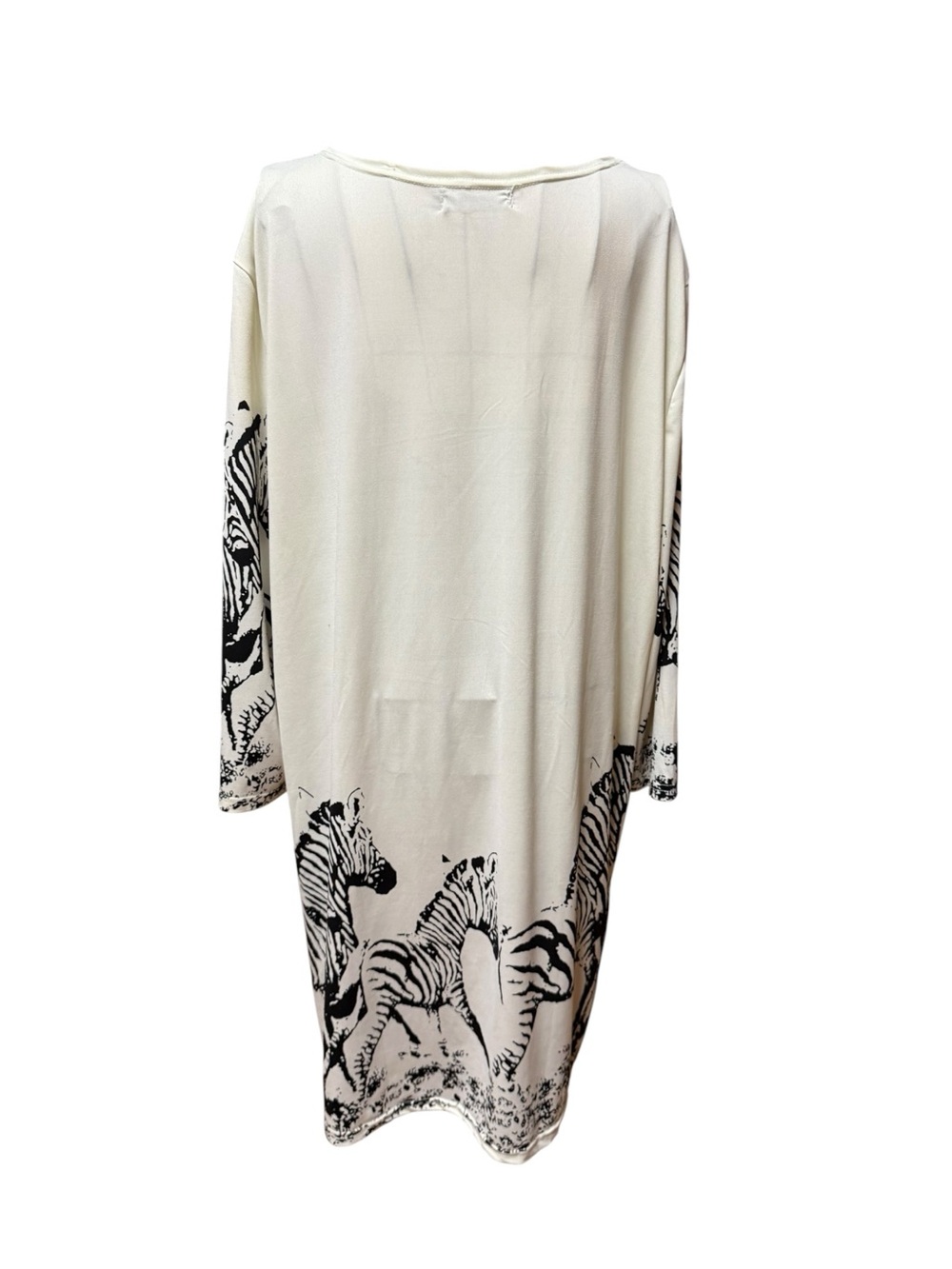 Ivory Zebra Graphic Long Sleeve Tunic Dress 3X - Picture 8 of 9